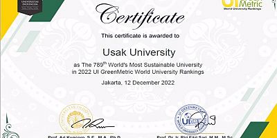 Uşak Üniversitesi “UI GreenMetric” Sıralamasında 3 Yıl Üst Üste İlk 1000’de