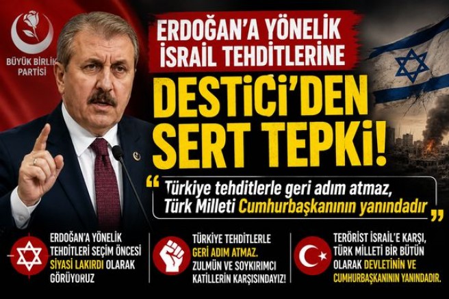 ERDOĞAN’A YÖNELİK İSRAİL TEHDİTLERİNE DESTİCİ’DEN SERT TEPKİ